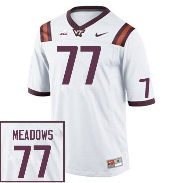 Men #77 Brody Meadows Virginia Tech Hokies College Football Jerseys Sale-White - Click Image to Close